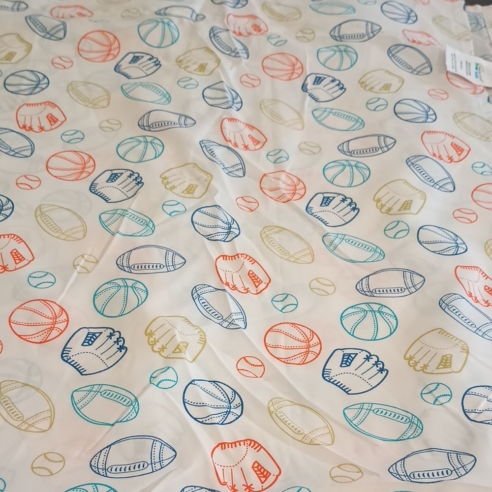 Mainstays Sports Themed Bedding Flat Sheet Baseballs Basketballs Multicolor